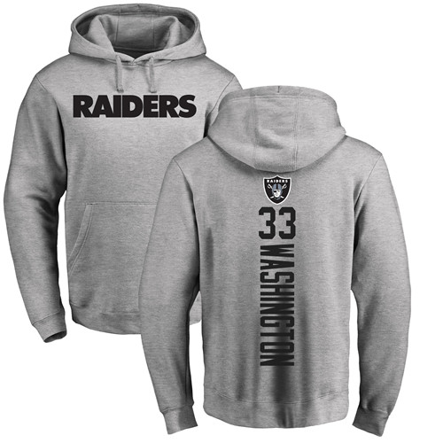 Men Oakland Raiders Ash DeAndre Washington Backer NFL Football 33 Pullover Hoodie Sweatshirts